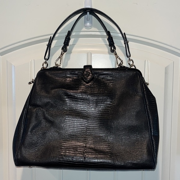 GORGEOUS classic semi vintage Brooks Brothers black textured leather handbag NWT - Picture 2 of 16